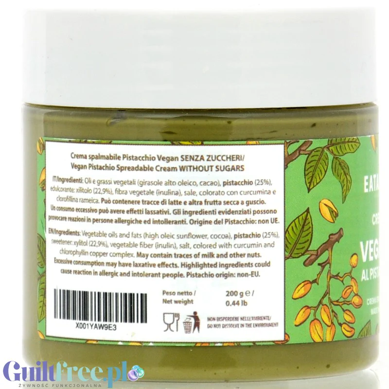 EATalian Crema Vegana al Pistacchio 200g - wegański krem pistacjowy bez cukru 25% pistacji z ksylitolem - Image 3