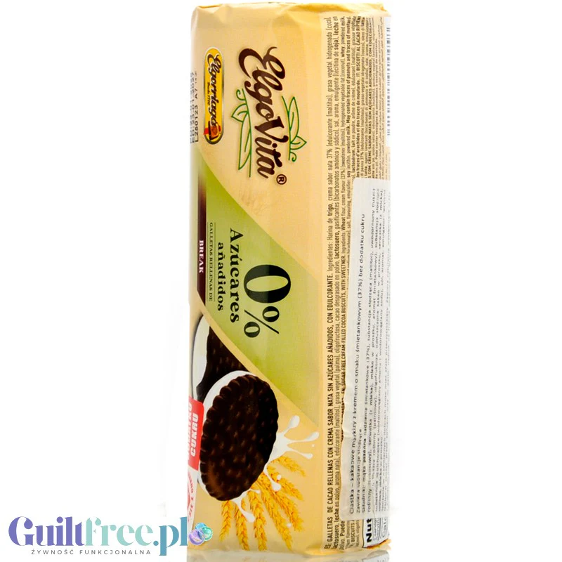 ElgoVita Sandwich Cocoa Biscuits - kruche kakaowe markizy z kremem śmietankowym bez dodatku cukru - Image 3