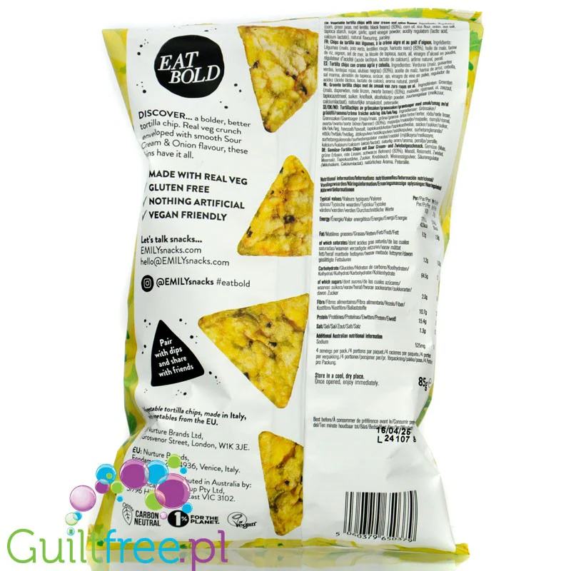 Emily Veg Thins Sour Cream & Onion 85g - tortilla-chipsy z warzyw o smaku cebulowo-śmietankowym - Image 2