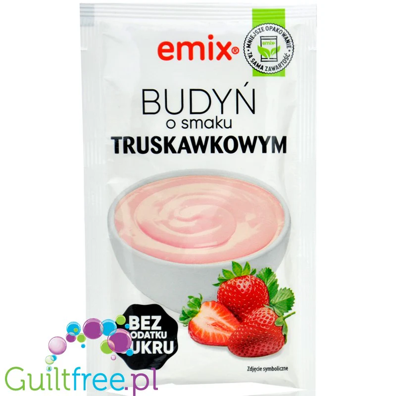 Emix Budyń Truskawka - budyń bez cukru o smaku truskawkowym