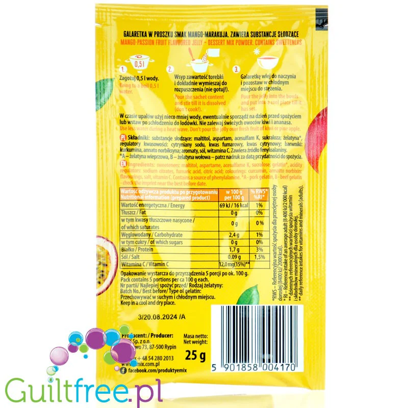 Emix Fit Galaretka Mango & Marakuja - galaretka bez cukru odpowiednia dla diabetyków - Image 2