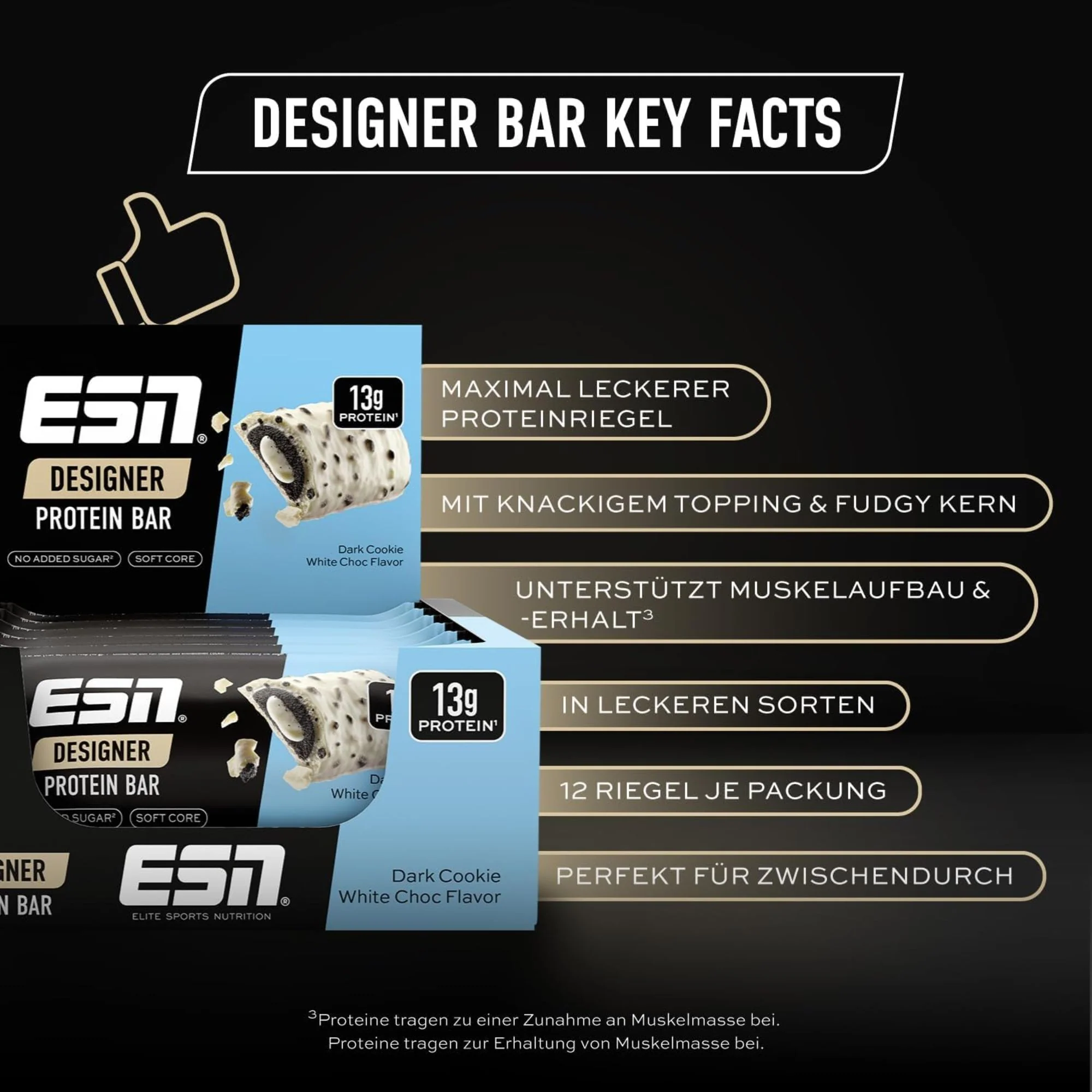 ESN Designer Bar Dark Cookie White Choc - baton białkowy z ciasteczkami i białą czekoladą 188kcal - Image 3