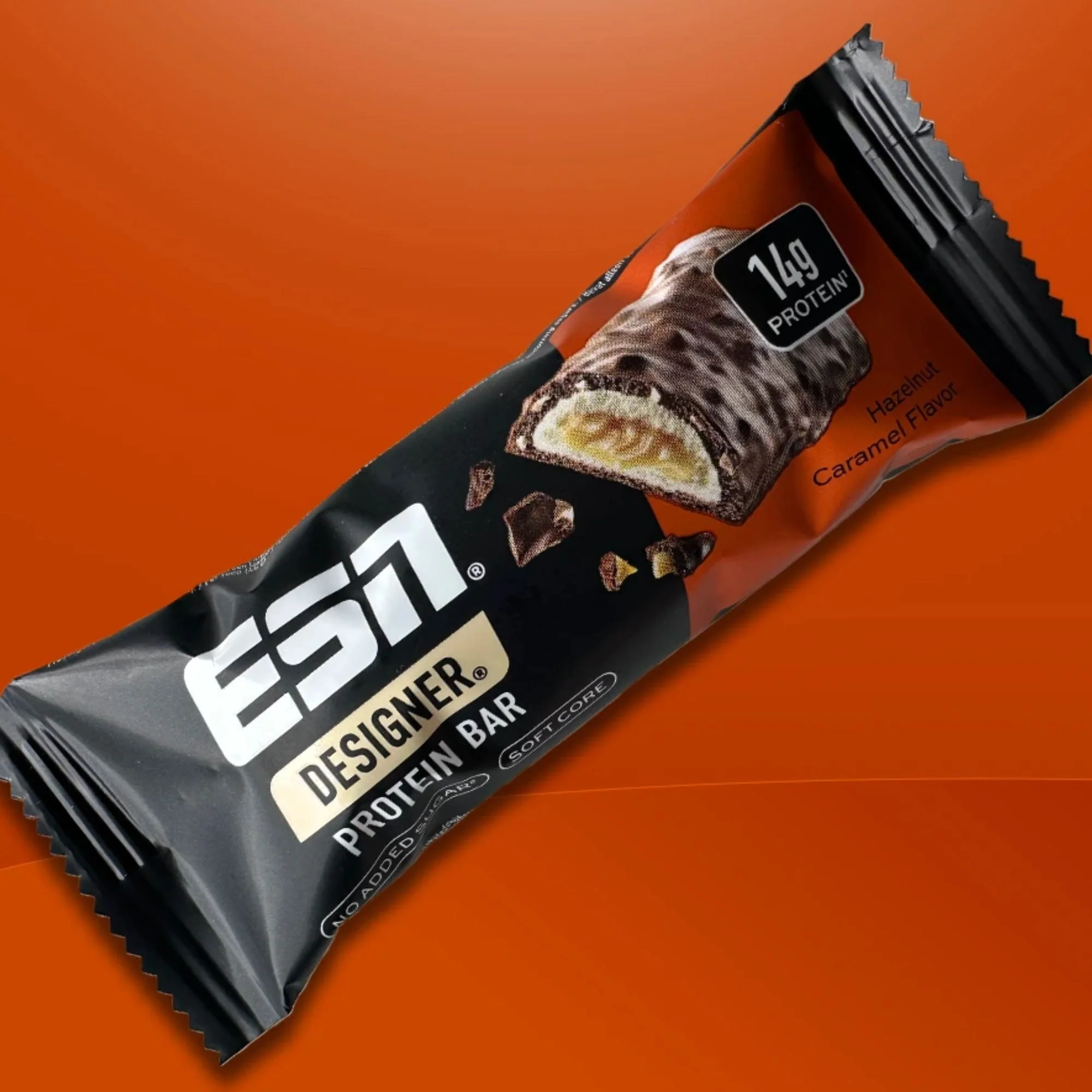 ESN Designer Bar Hazelnut Caramel 45g - baton białkowy z karmelem i orzechami laskowymi w mlecznej czekoladzie - Image 6