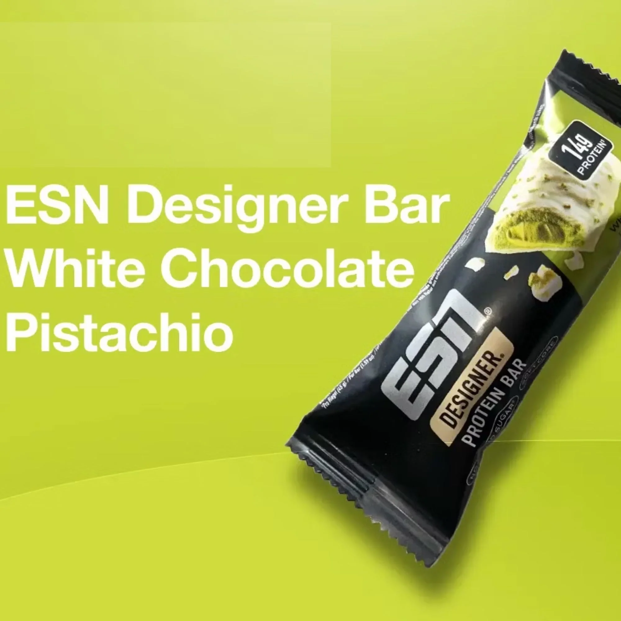 ESN Designer Bar White Chocolate Pistachio - baton 14g białka bez cukru z pistacjami i białą czekoladą - Image 2