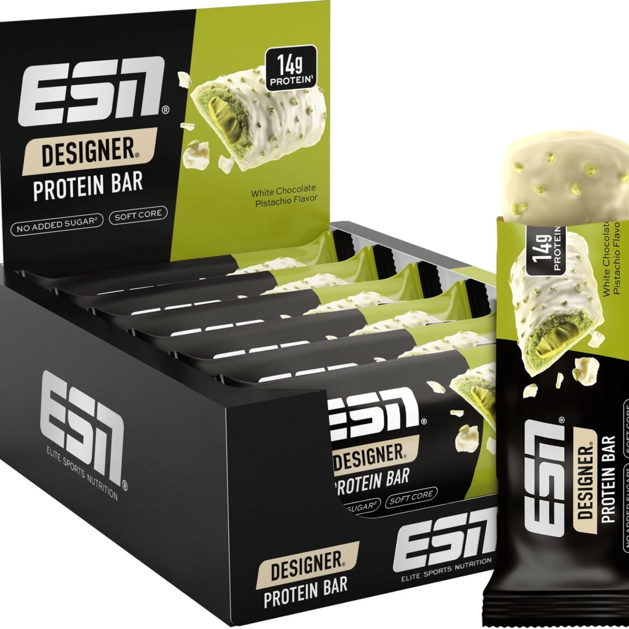 ESN Designer Bar White Chocolate Pistachio - baton 14g białka bez cukru z pistacjami i białą czekoladą - Image 5