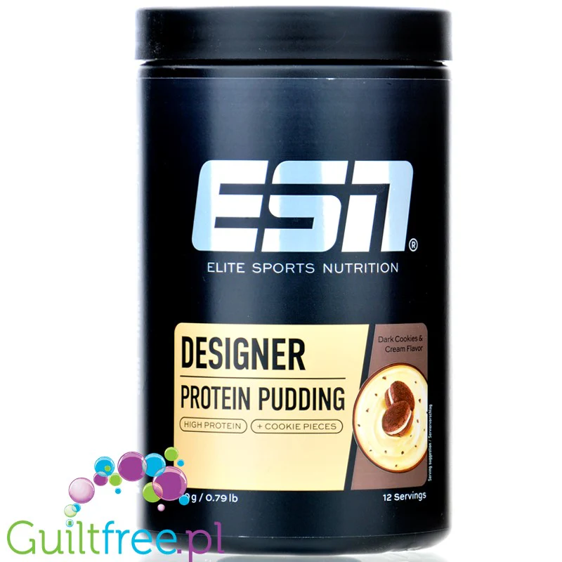 ESN Designer Protein Pudding Dark Cookies & Cream - budyń białkowy bez gotowania, 17g białka w porcji 103kcal