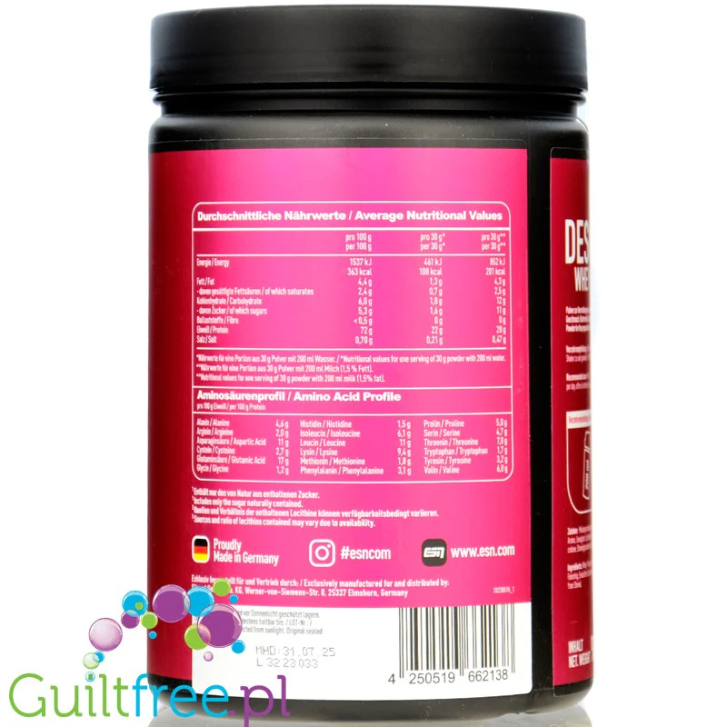 ESN Designer Whey Buttermilk Lime 0,9KG - WPI, WPH i WPC, odżywka o smaku Kremu Cytrynowego - Image 3