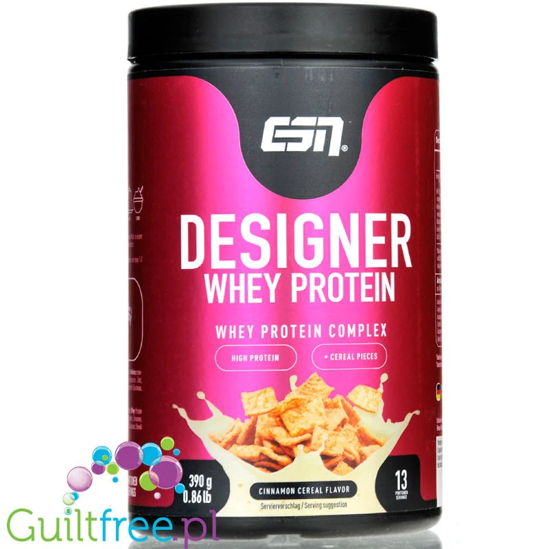 ESN Designer Whey Cinnamon Cereal 390G - WPI, WPH i WPC, odżywka białkowa z cynamonowymi płatkami