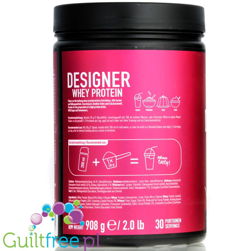 ESN Designer Whey Dark Cookie & Salted Caramel 0,9KG - WPI, WPH i WPC, odżywka o smaku Ciemne Ciasteczko I Solony Karmel - Image 2