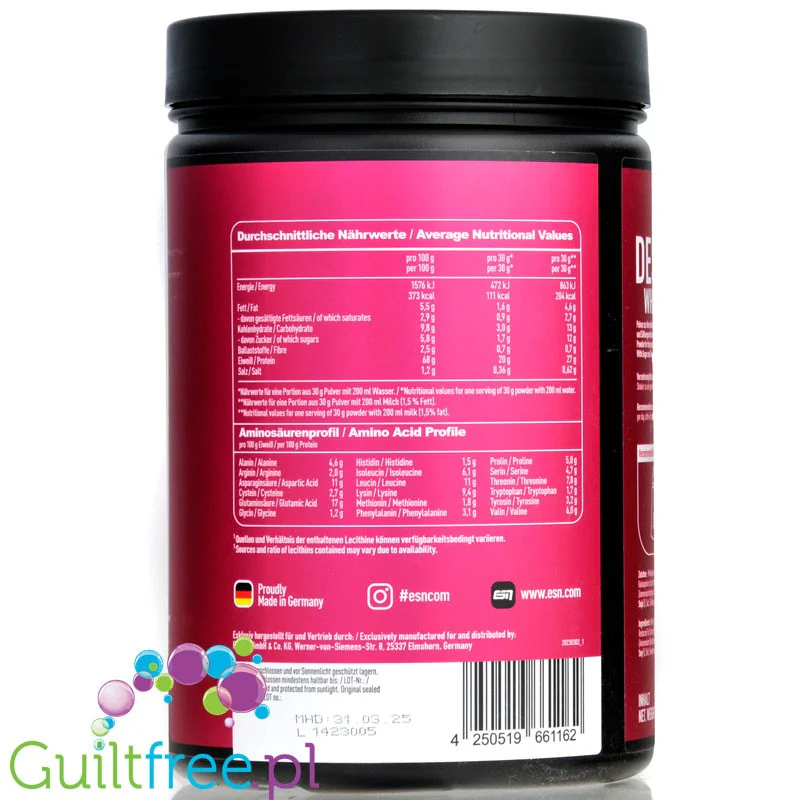 ESN Designer Whey Dark Cookie & Salted Caramel 0,9KG - WPI, WPH i WPC, odżywka o smaku Ciemne Ciasteczko I Solony Karmel - Image 3