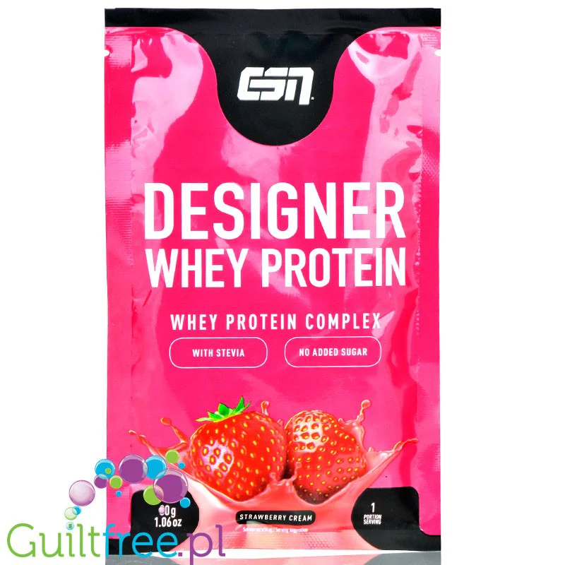 ESN Designer Whey Strawberry Cream - WPI, WPH i WPC, odżywka białkowa, saszetka 30g, Truskawki w Śmietanie