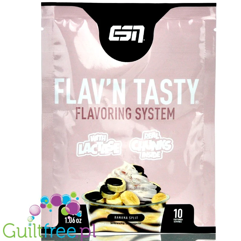 ESN Flav'N'Tasty Banana Split - słodzony aromat w proszku, Banan, Czekolada & Bita Śmietana z kawałkami czekolady