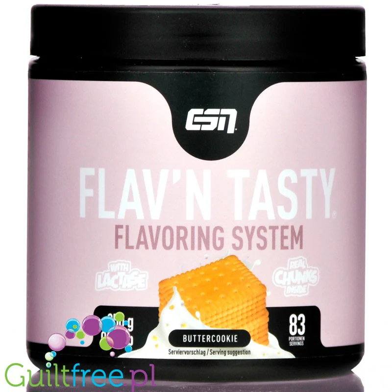 ESN Flav'N'Tasty Butter Cookie 250g - słodzony aromat w proszku, Maślany Herbatnik z kawałkami ciasteczek