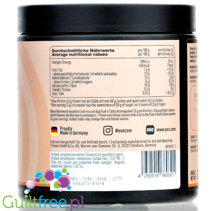 ESN Flav'N'Tasty Pudding Cream 250g - słodzony aromat w proszku, Krem Budyniowy & Karmel - Image 2