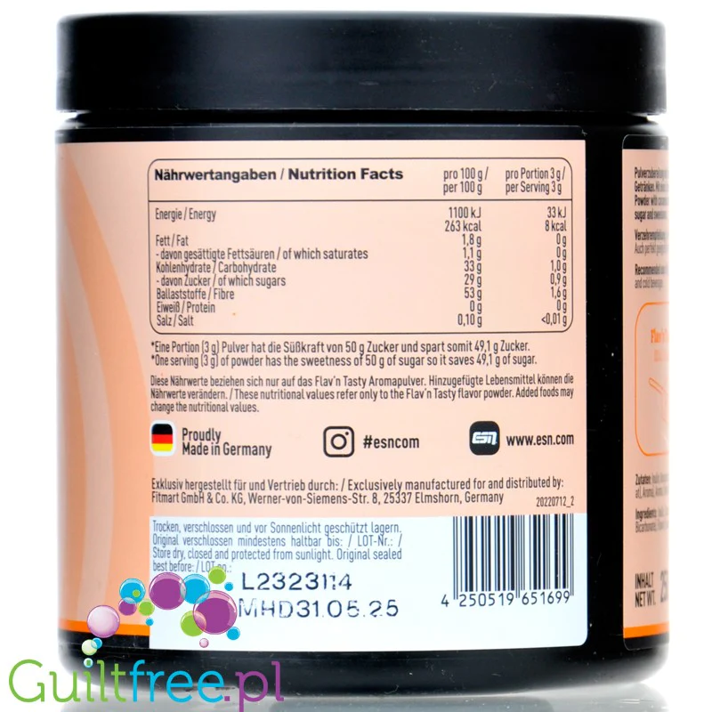 ESN Flav'N'Tasty Vanilla Caramel 250g - słodzony aromat w proszku, Wanilia & Karmel z kawałkami karmelu - Image 3