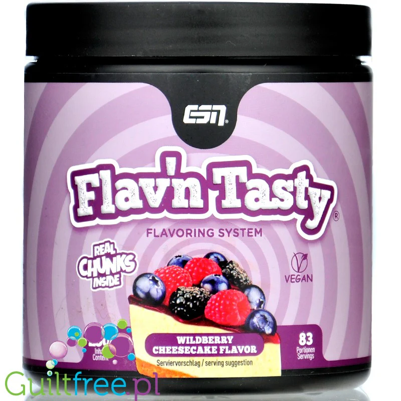 ESN Flav'N'Tasty Wildberry Cheesecake 250g - wegański aromat w proszku, Sernik z Owocami Leśnymi