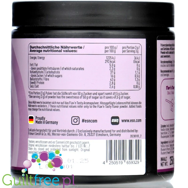 ESN Flav'N'Tasty Wildberry Cheesecake 250g - wegański aromat w proszku, Sernik z Owocami Leśnymi - Image 3