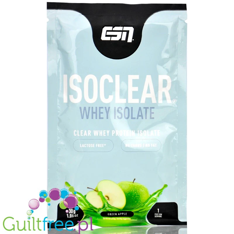 ESN Isoclear® Whey Isolate, Green Apple - jabłkowa odżywka bez laktozy, cukru & tłuszczu, 23.7g białka & 102kcal
