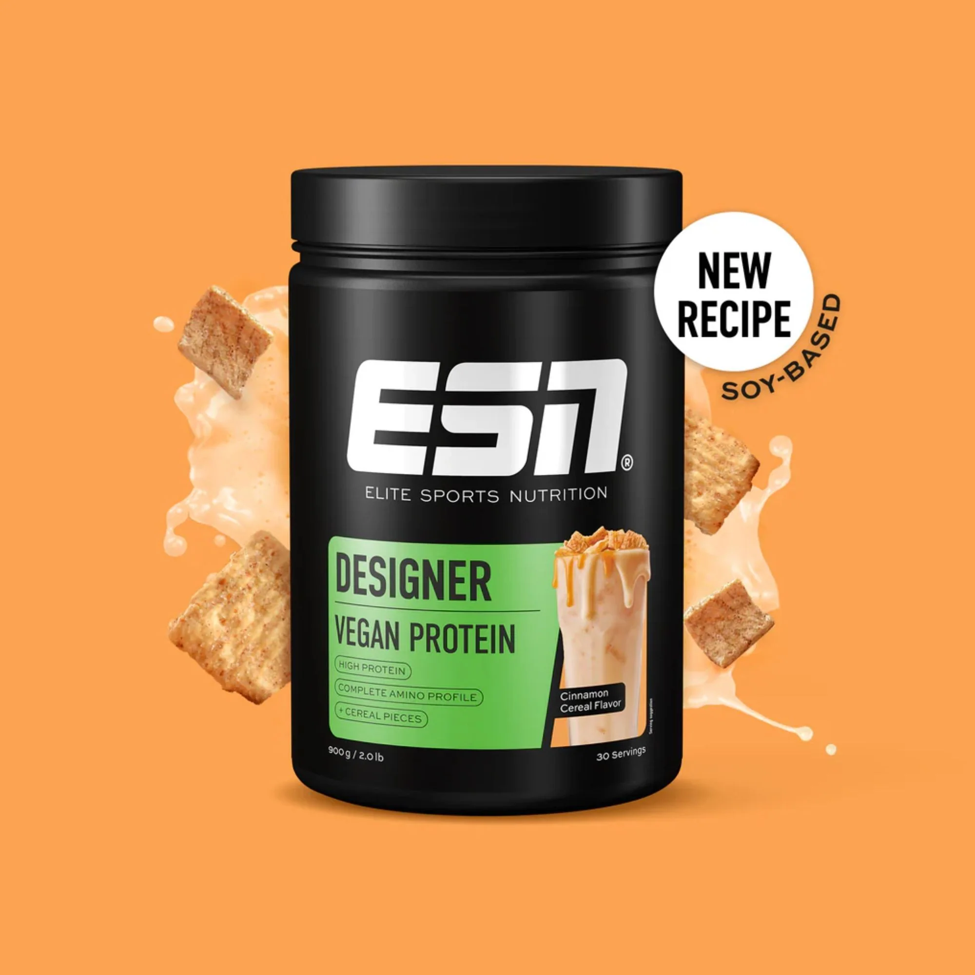 ESN Vegan Designer Protein, Cinnamon Cereal - wegańska odżywka białkowa bez soi, smak Cynamonowe Płatki Śniadaniowe - Image 3