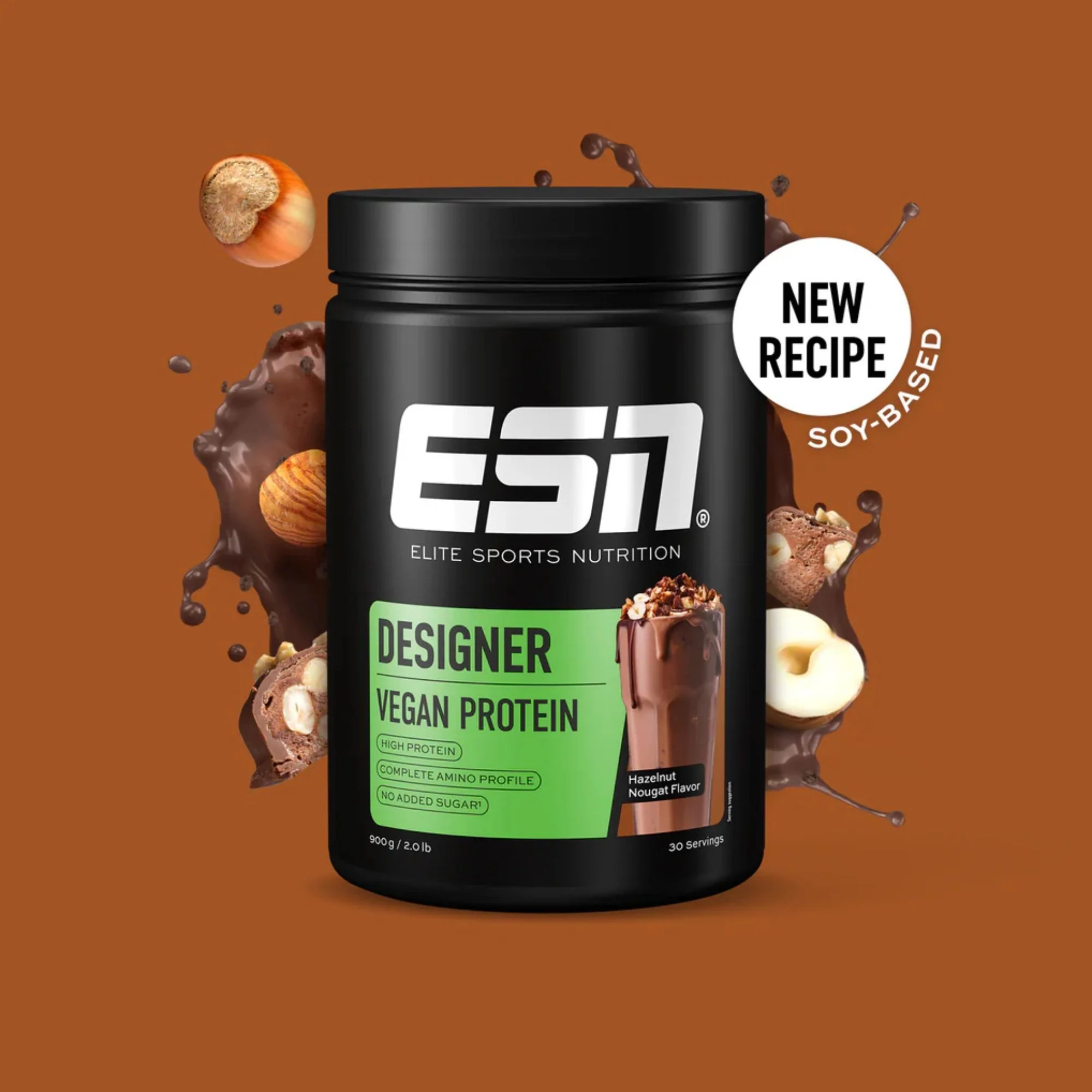 ESN Vegan Designer Protein, Hazelnut Nougat - wegańska odżywka białkowa, smak Czekolada & Orzechy Laskowe - Image 3
