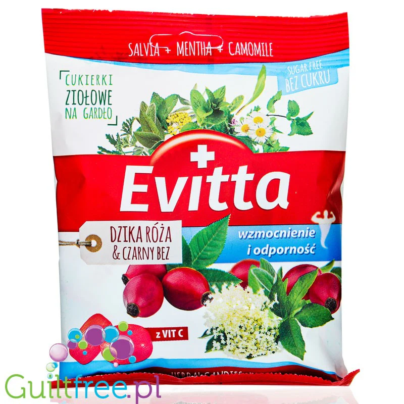 Evitta Herbal Candies Dzika Róża & Czarny Bez - ziołowe cukierki bez cukru