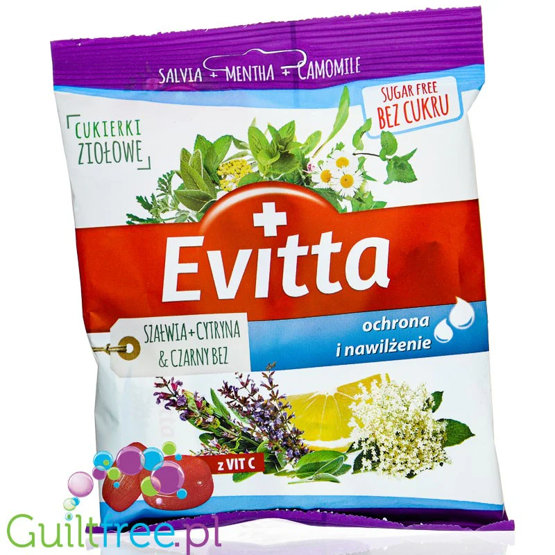 Evitta Herbal Candies Szałwia, Cytryna & Czarny Bez - ziołowe cukierki bez cukru