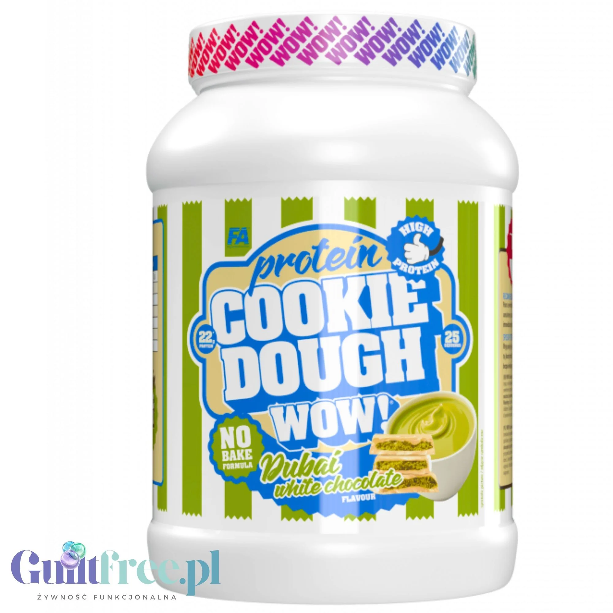 FA WOW! Protein Cookie Dough Dubai White Chocolate - proteinowa masa ciasteczkowa 167kcal, 22g białka