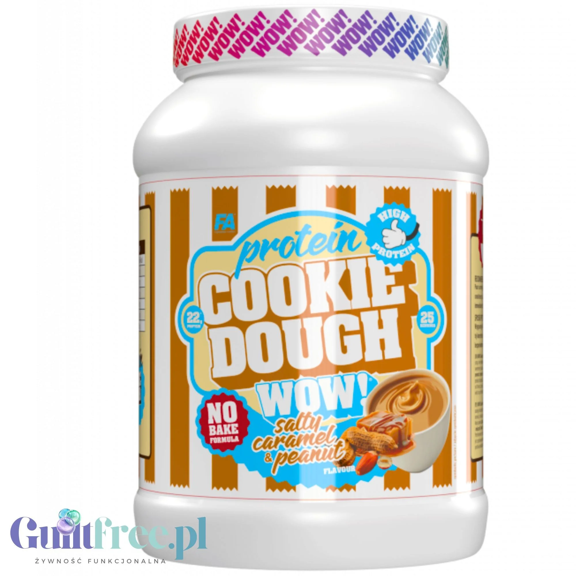 FA WOW! Protein Cookie Dough Salty Caramel & Peanut - proteinowa masa ciasteczkowa 166kcal, 22g białka