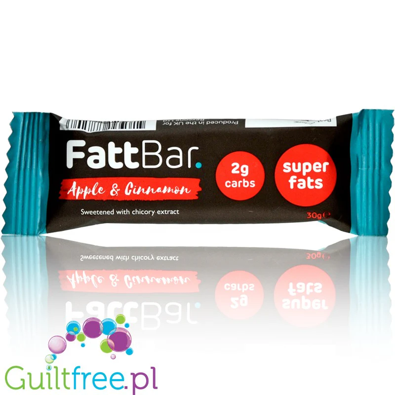 FattBar Apple Cinnamon wegański, naturalny keto baton bez cukru i bez słodzików