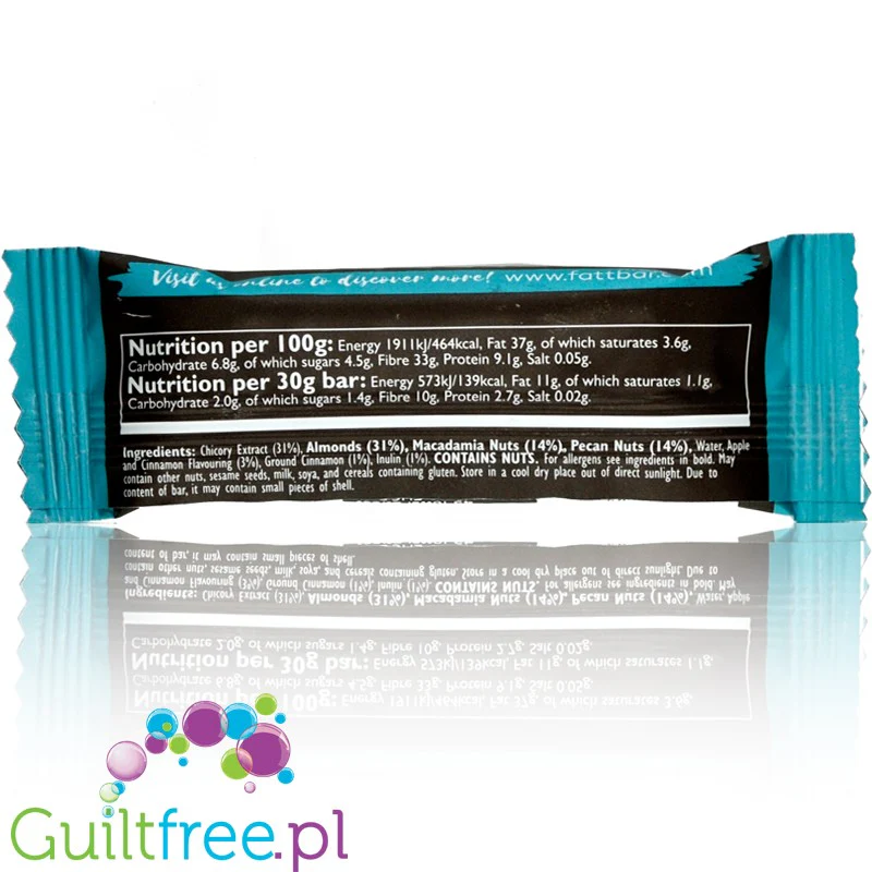FattBar Apple Cinnamon wegański, naturalny keto baton bez cukru i bez słodzików - Image 2