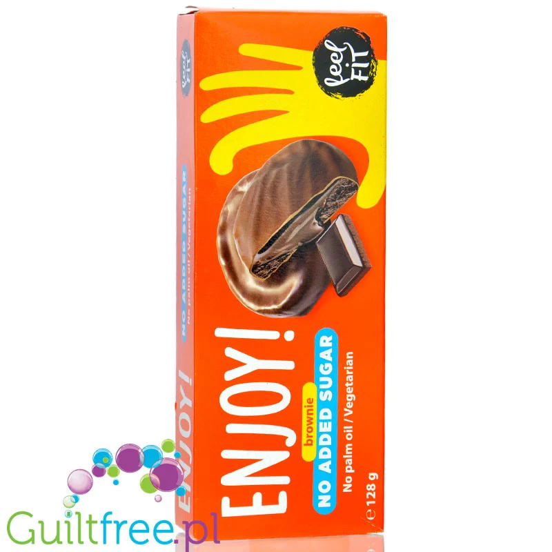 Feel Fit Enjoy! Brownie - ciastka w czekoladzie deserowej z nadzieniem brownie, bez dodatku cukru i oleju palmowego