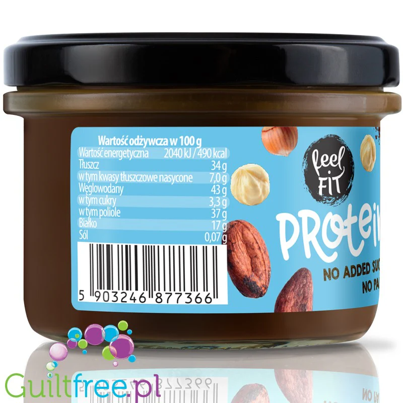 FeelFIT ProteinNut - proteinowy krem czekoladowy z orzechami laskowymi, bez oleju palmowego i cukru - Image 3