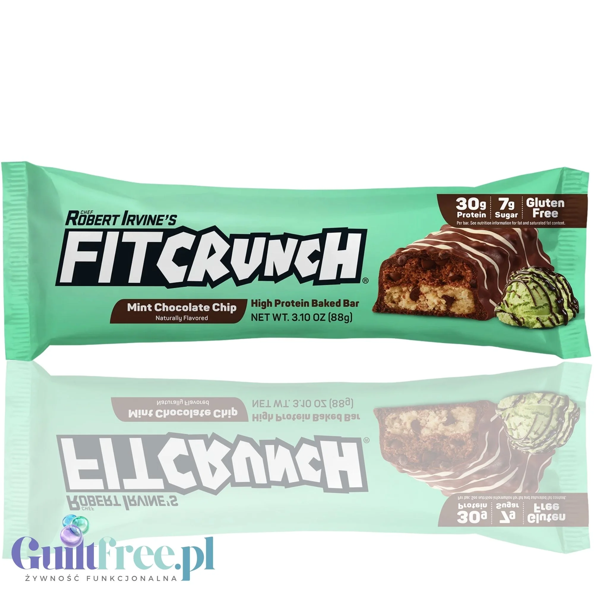 Fit Crunch Mint Chocolate Chip XXL - wypiekany baton proteinowy z WPI, 6 warstw 30g białka