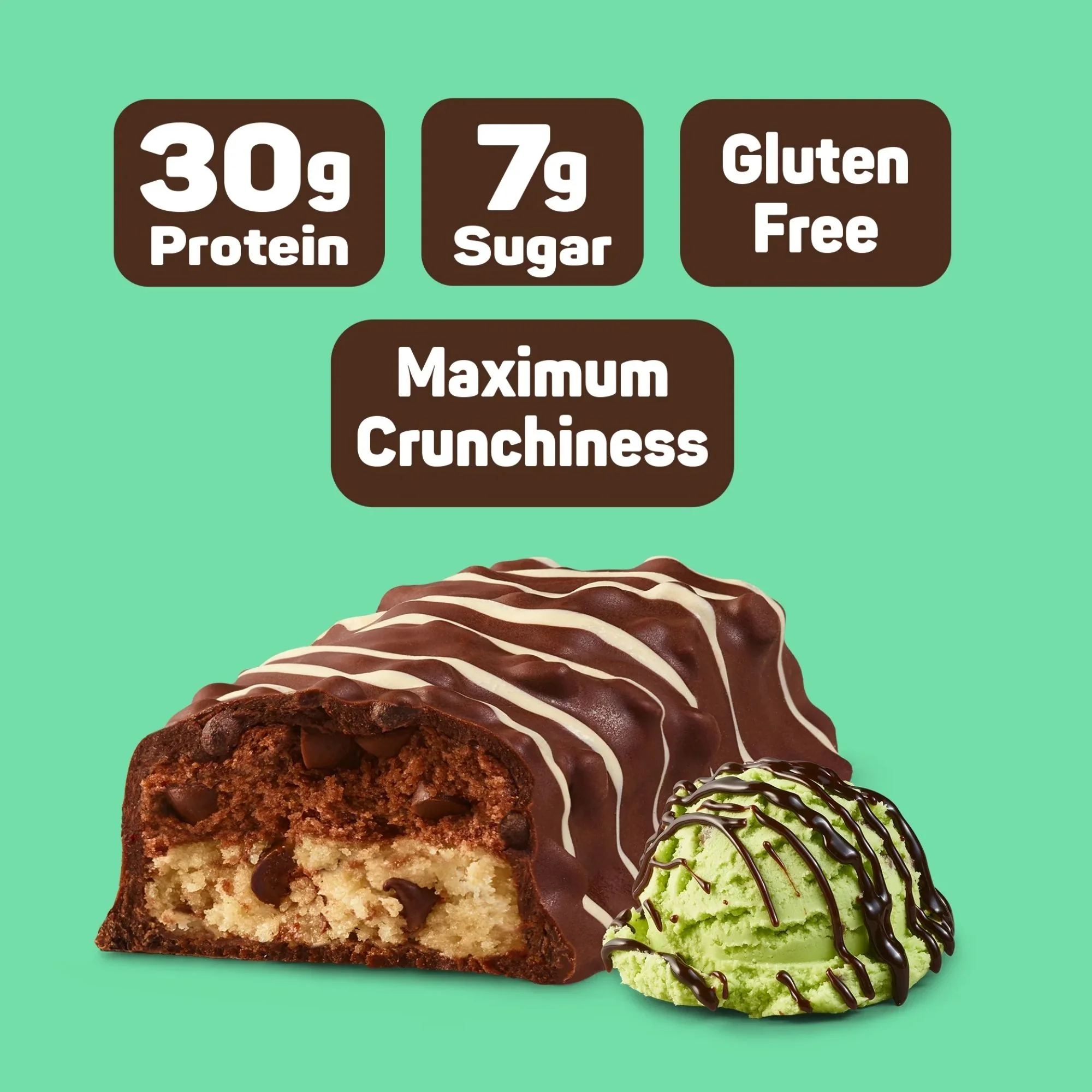 Fit Crunch Mint Chocolate Chip XXL - wypiekany baton proteinowy z WPI, 6 warstw 30g białka - Image 3