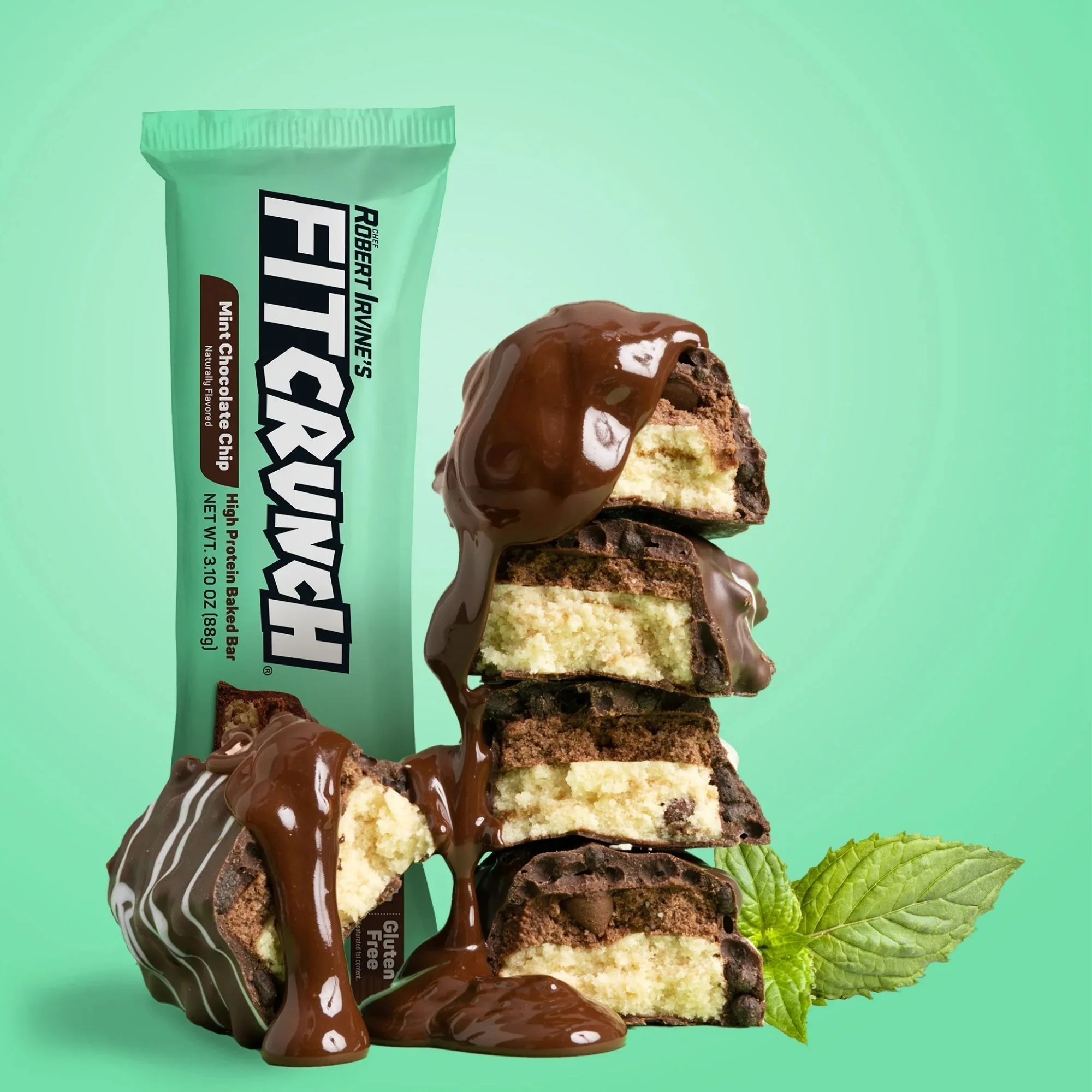 Fit Crunch Mint Chocolate Chip XXL - wypiekany baton proteinowy z WPI, 6 warstw 30g białka - Image 5