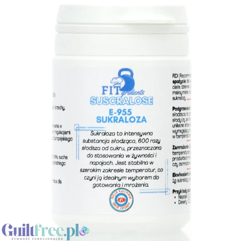 FitGridients Sucralose - czysta sukraloza 100%, słodzik zero kalorii bez wypełniaczy, 600 x słodsza od cukru