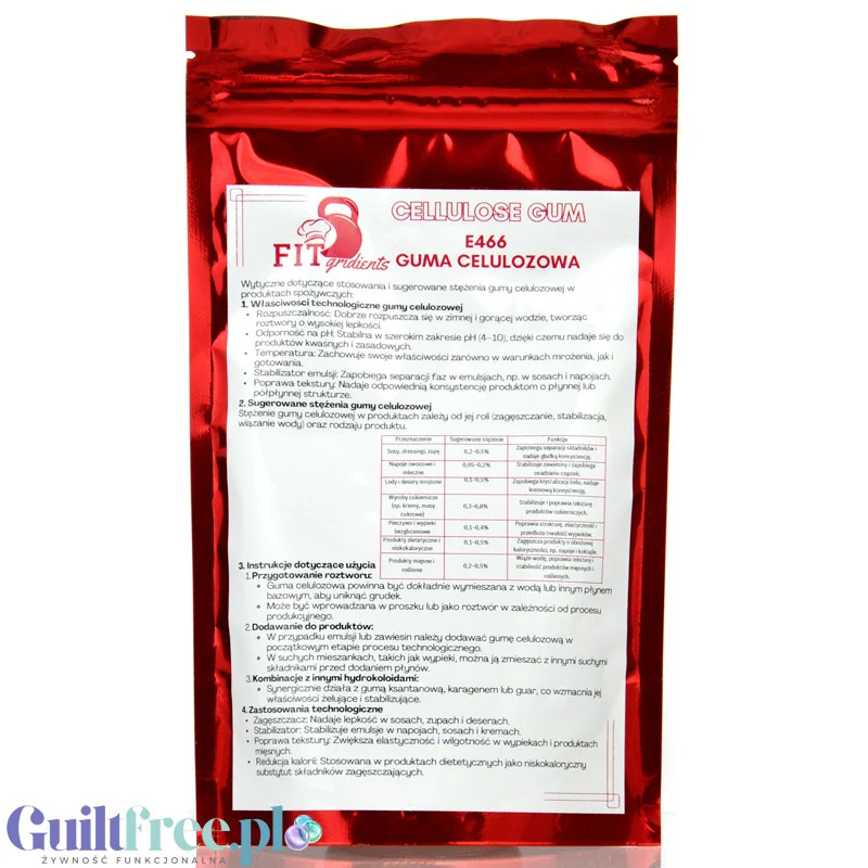 FITgridients Guma Celulozowa 100g, zagęstnik  (CMC, Karboksymetyloceluloza, klej spożywczy E466) - Image 3