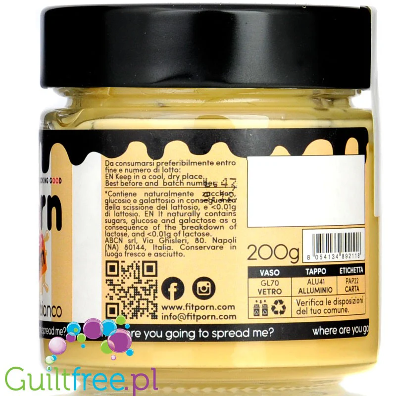 FitPrn Crema Proteica al Cioccolato Bianco - proteinowy krem z białą czekoladą bez dodatku cukru - Image 3