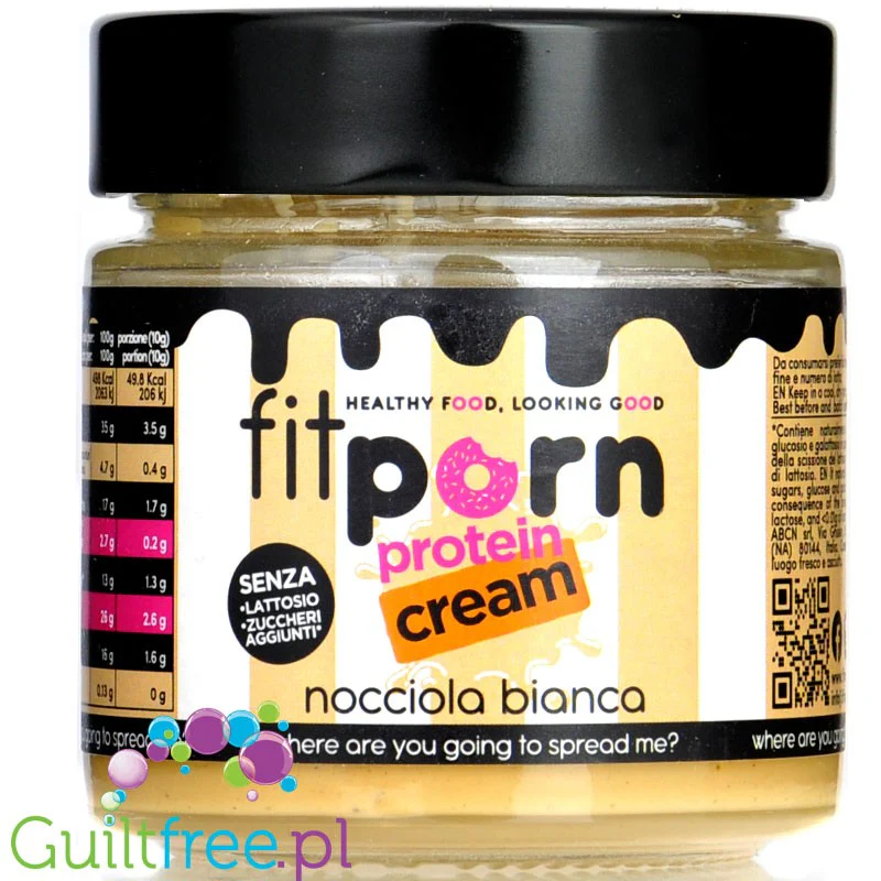 FitPrn Crema Proteica al Nocciola Bianca - proteinowy krem z białej czekolady z orzechem laskowym bez dodatku cukru