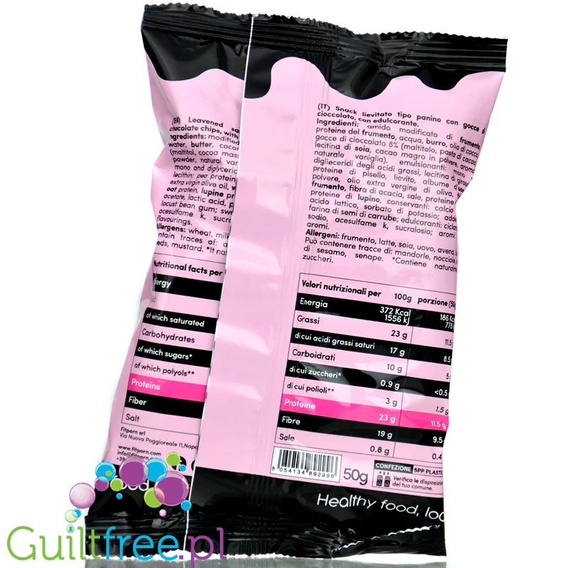 FitPrn Protein Chocobun - proteinowa bułka z kawałkami czekolady, 11g białka & 9g błonnika - Image 2