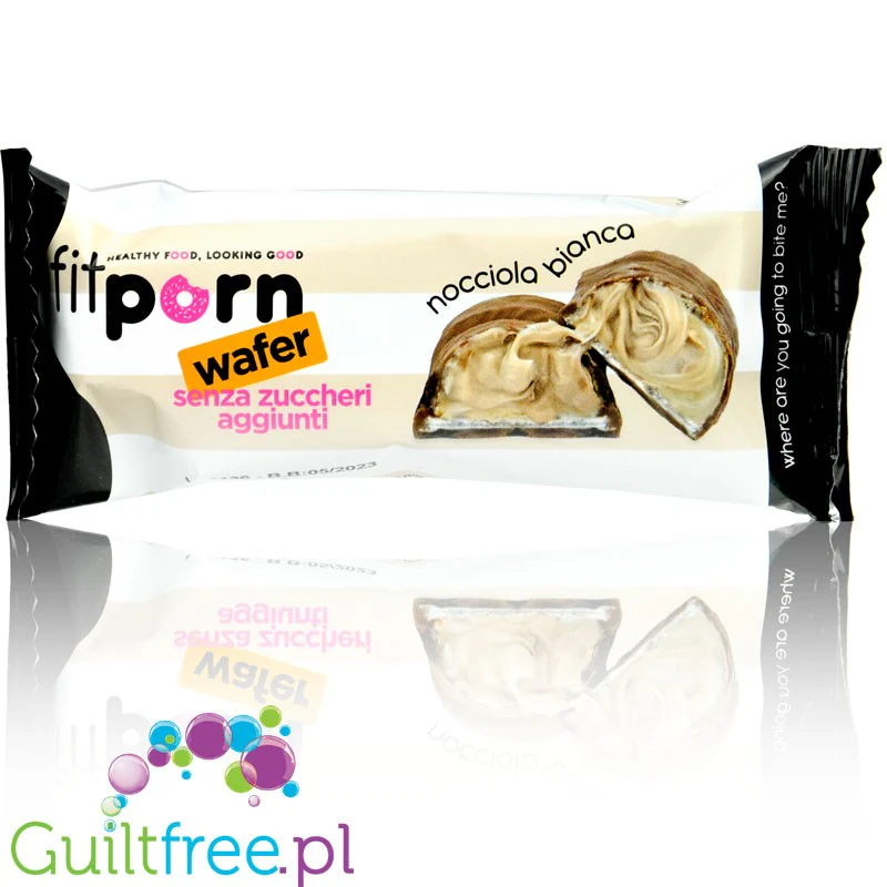 FitPrn Wafer Proteico Nocciola Bianca 150kcal - wafelek w czekoladzie z kremem proteinowym, Biała Czekolada & Orzechy Laskowe
