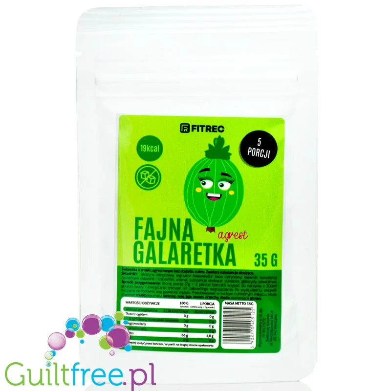 FitRec Fajna Galaretka Agrest, galaretka bez cukru 19kcal w porcji