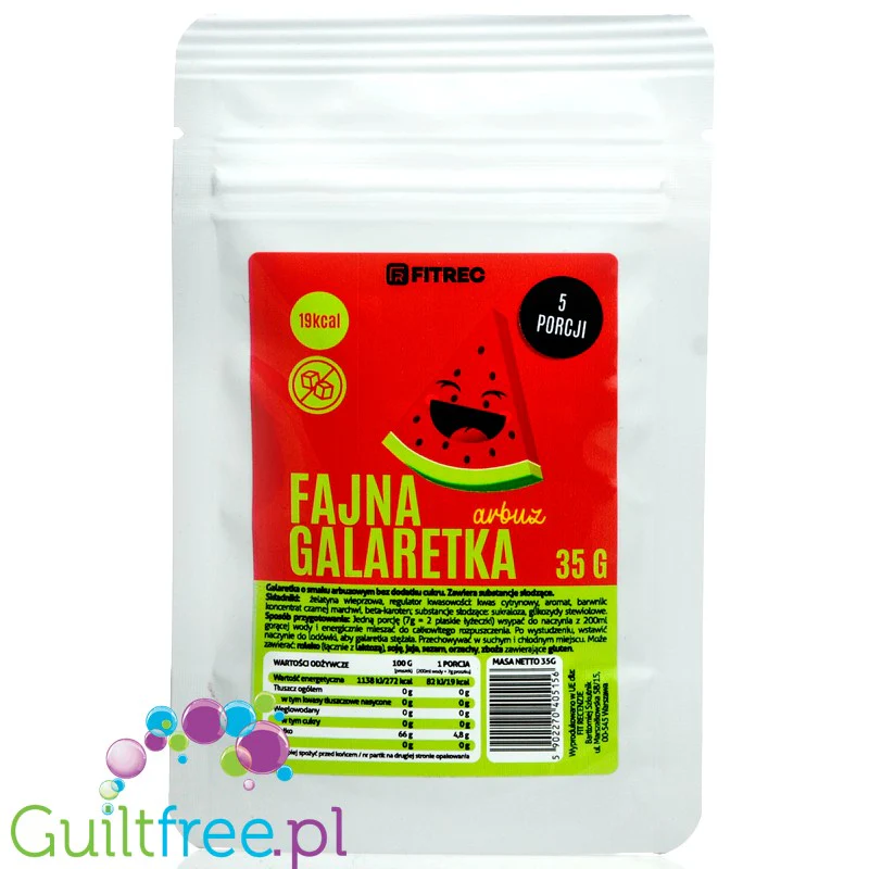 FitRec Fajna Galaretka Arbuz, galaretka bez cukru 19kcal w porcji - Image 2