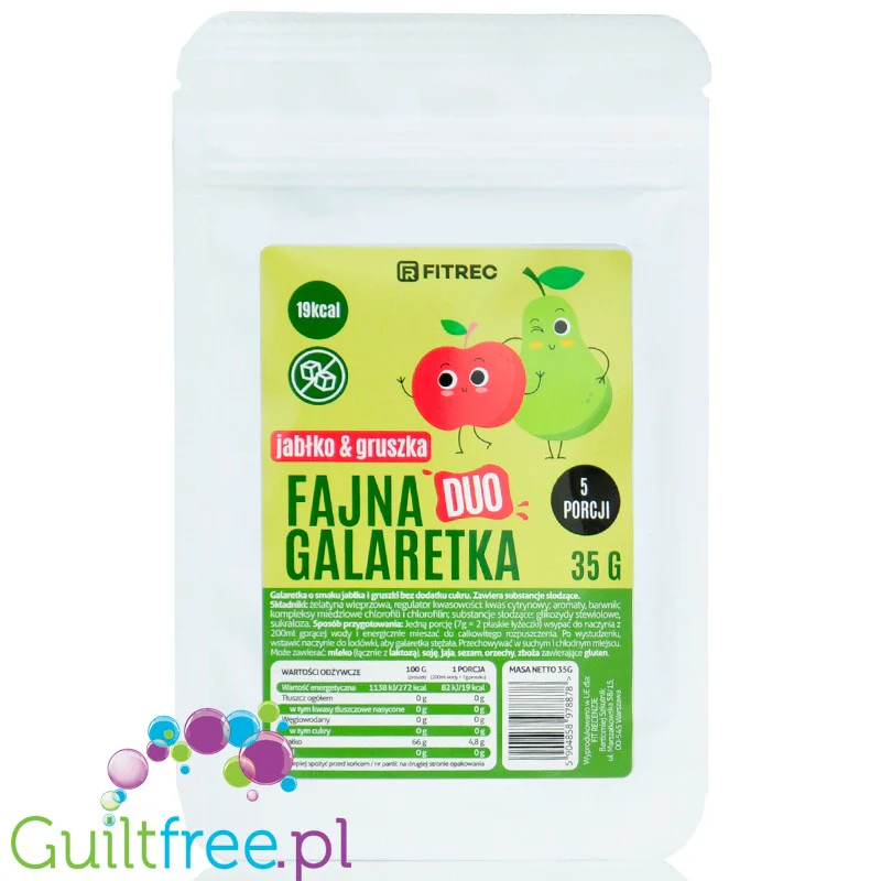 FitRec Fajna Galaretka Duo Jabłko & Gruszka, galaretka bez cukru 19kcal w porcji - Image 2