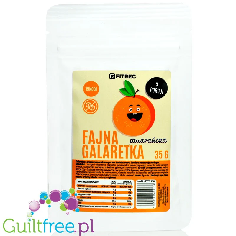 FitRec Fajna Galaretka Pomarańcza, galaretka bez cukru 19kcal w porcji - Image 2