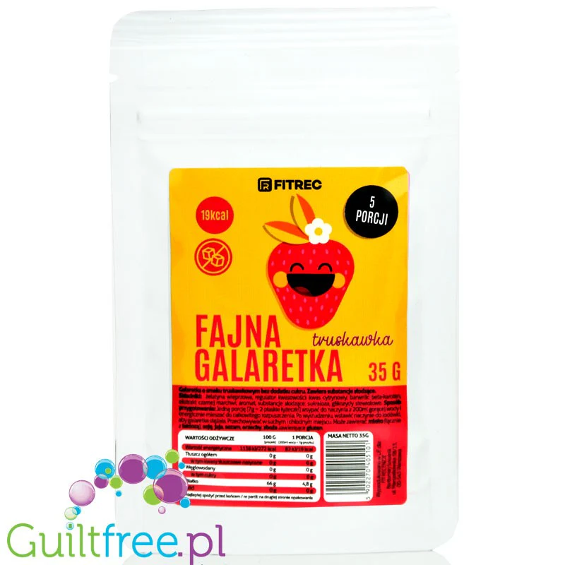 FitRec Fajna Galaretka Truskawka, galaretka bez cukru 19kcal w porcji - Image 3