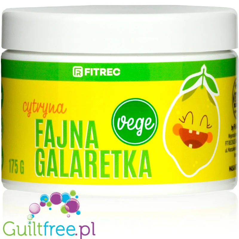 FitRec Fajna Galaretka Vege Cytryna, wegańska galaretka bez cukru, 5kcal w porcji