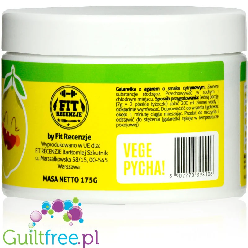 FitRec Fajna Galaretka Vege Cytryna, wegańska galaretka bez cukru, 5kcal w porcji - Image 3