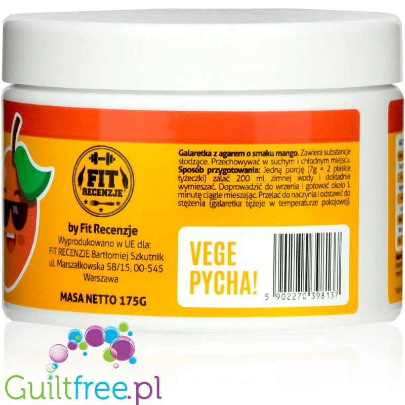 FitRec Fajna Galaretka Vege Mango, wegańska galaretka bez cukru, 5kcal w porcji - Image 3