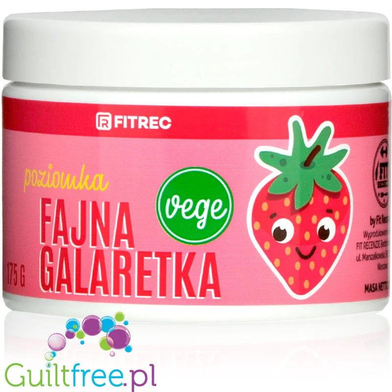 FitRec Fajna Galaretka Vege Poziomka, wegańska galaretka bez cukru, 5kcal w porcji